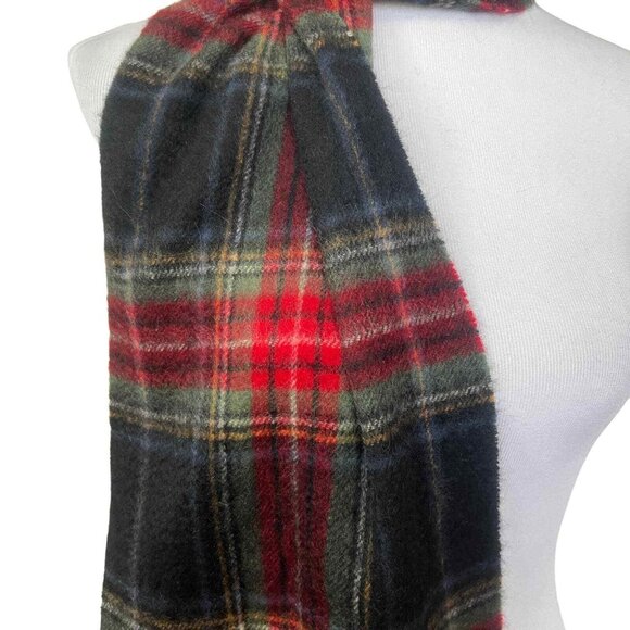 Unisex Red/Black 100% Cashmere Plaid Neck Warmer Fringe Scarf One Size - Picture 1 of 6